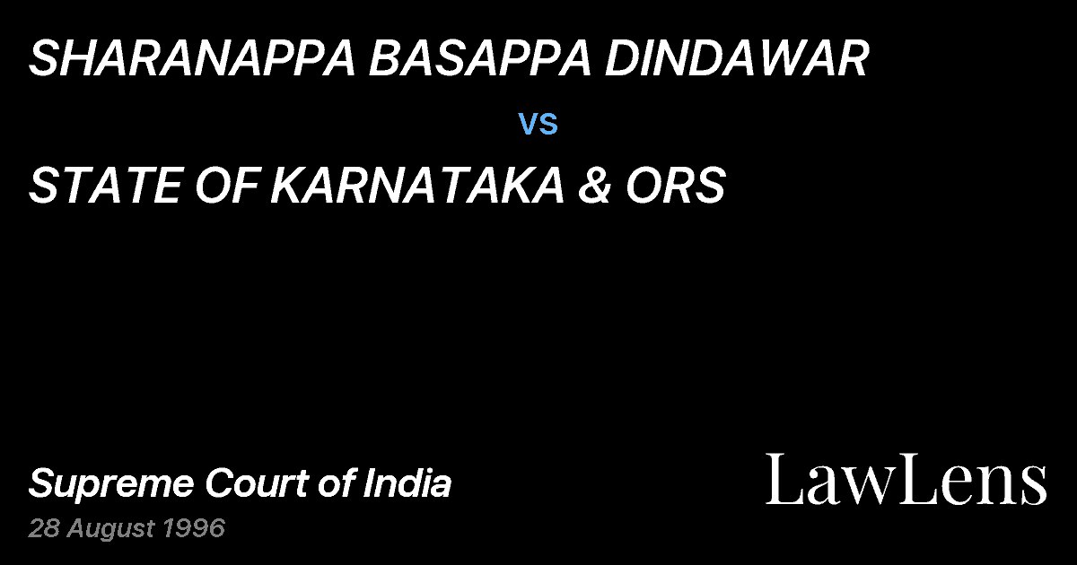 Preview image for SHARANAPPA BASAPPA DINDAWAR vs. STATE OF KARNATAKA & ORS