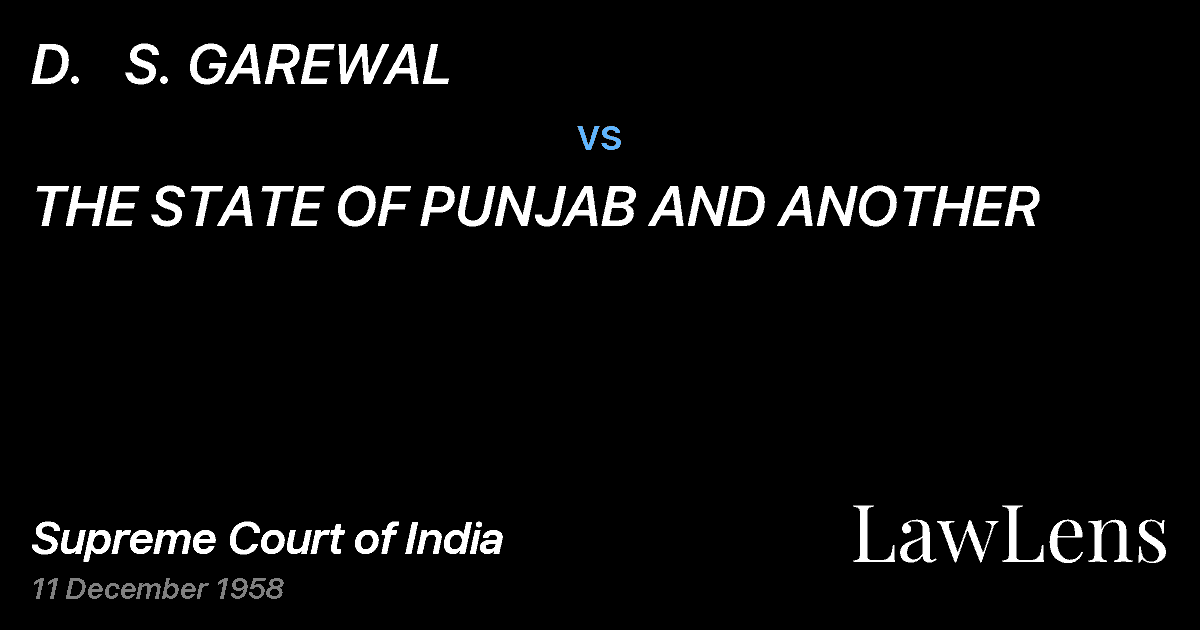 Preview image for D.   S. GAREWAL vs. THE STATE OF PUNJAB AND ANOTHER