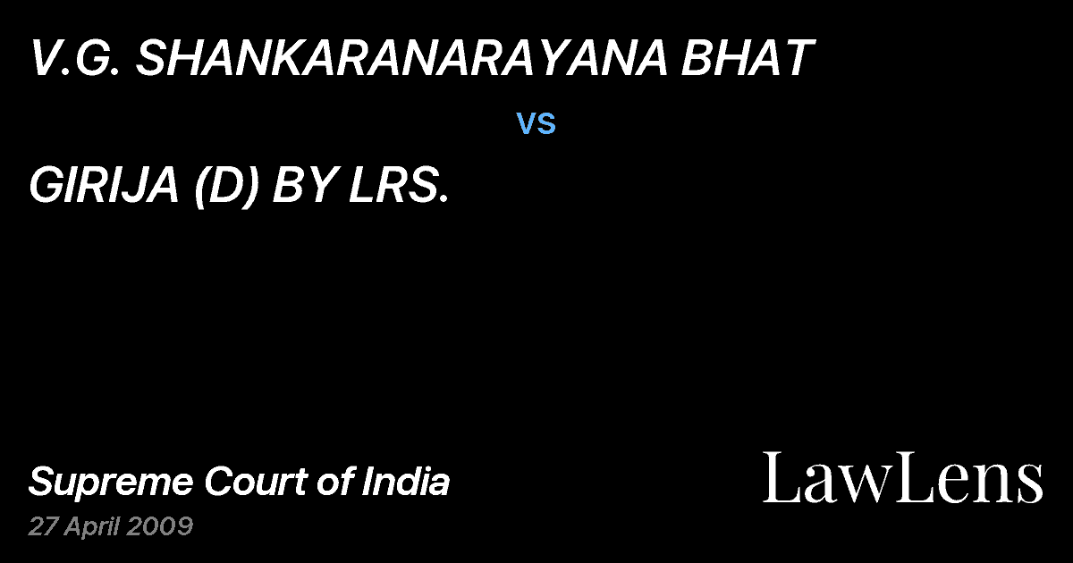 Preview image for V.G. SHANKARANARAYANA BHAT vs. GIRIJA (D) BY LRS.