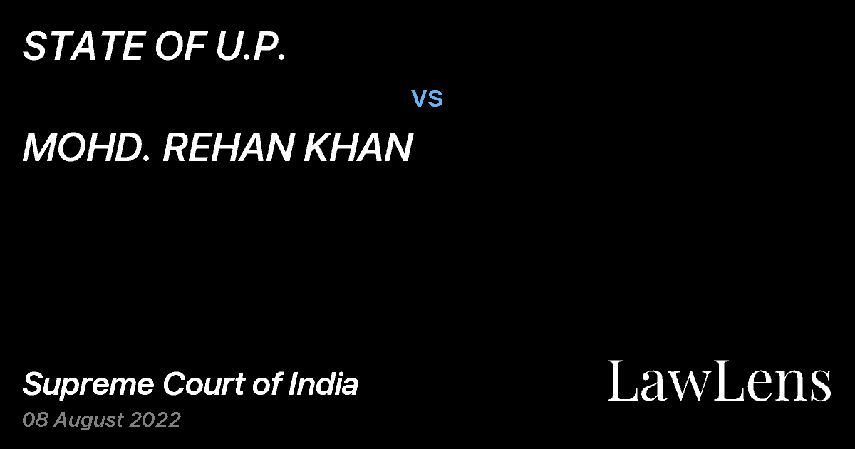 Preview image for STATE OF U.P. vs. MOHD. REHAN KHAN