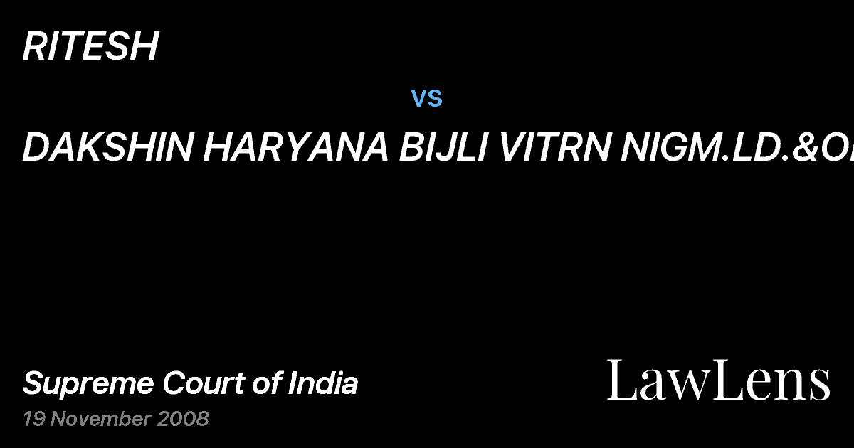 Preview image for RITESH vs. DAKSHIN HARYANA BIJLI VITRN NIGM.LD.&ORS