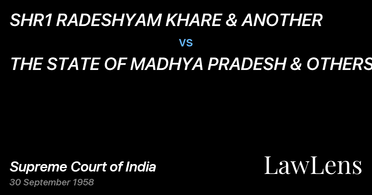 Preview image for SHR1 RADESHYAM KHARE & ANOTHER vs. THE STATE OF MADHYA PRADESH & OTHERS