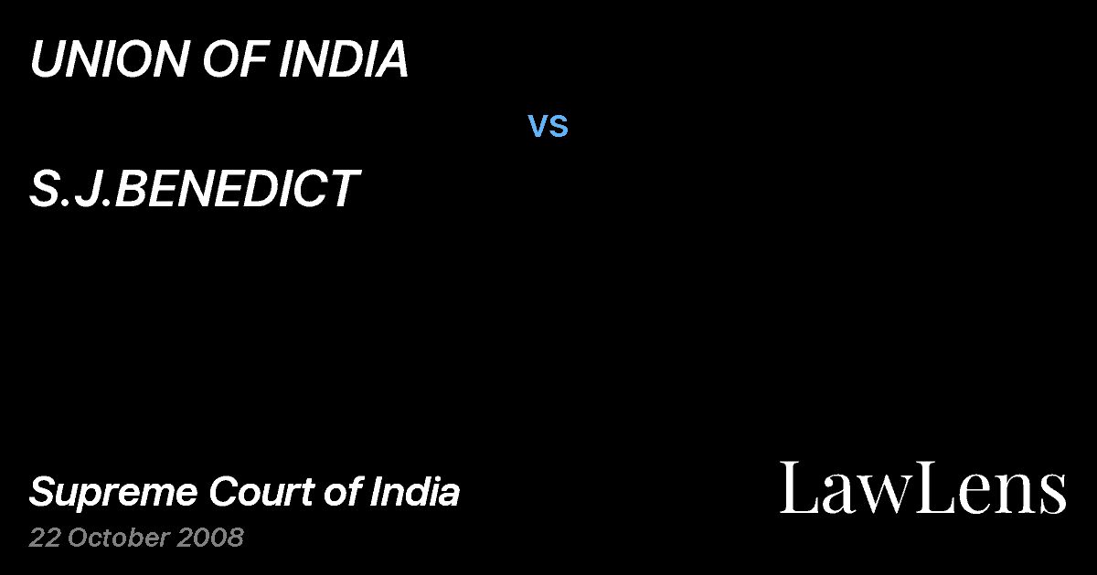 Preview image for UNION OF INDIA vs. S.J.BENEDICT