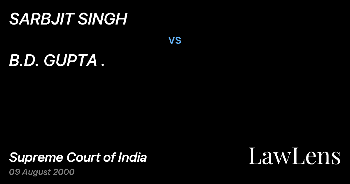 Preview image for SARBJIT SINGH vs. B.D. GUPTA .