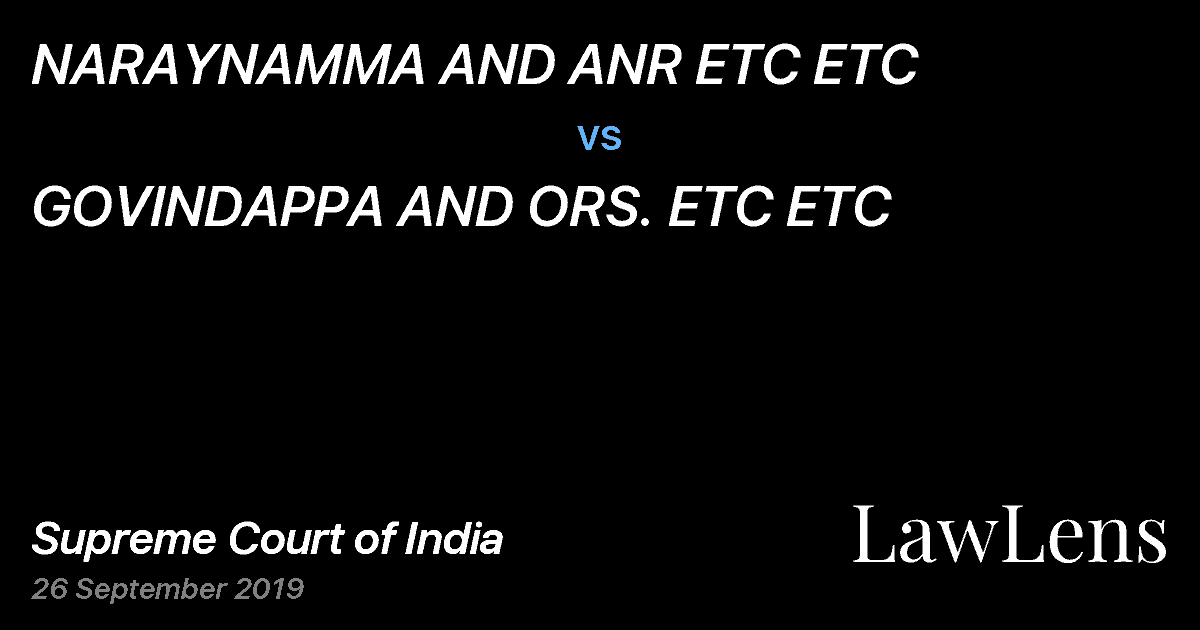 Preview image for NARAYNAMMA AND ANR ETC ETC vs. GOVINDAPPA AND ORS. ETC ETC