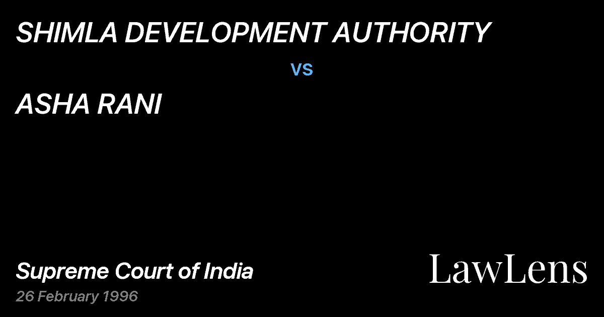 Preview image for SHIMLA DEVELOPMENT AUTHORITY vs. ASHA RANI