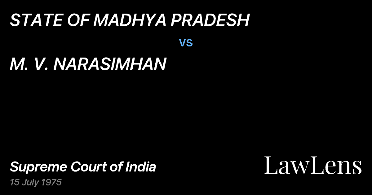 Preview image for STATE OF MADHYA PRADESH vs. M. V. NARASIMHAN