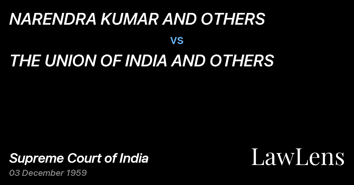 Preview image for NARENDRA KUMAR AND OTHERS vs. THE UNION OF INDIA AND OTHERS
