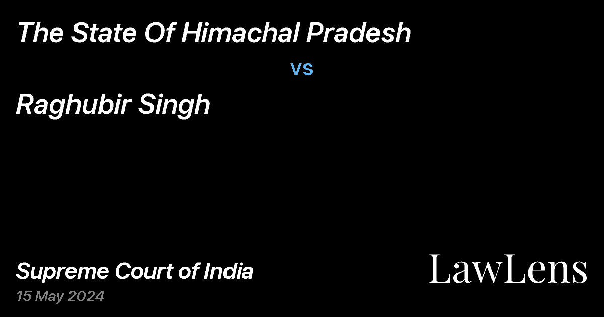 Preview image for The State Of Himachal Pradesh vs. Raghubir Singh