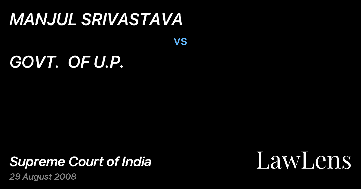 Preview image for MANJUL SRIVASTAVA vs. GOVT.  OF U.P.