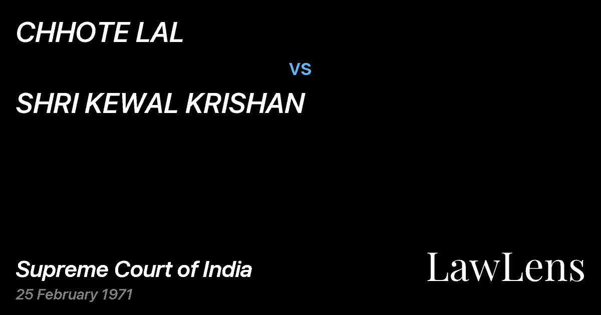 Preview image for CHHOTE LAL vs. SHRI KEWAL KRISHAN