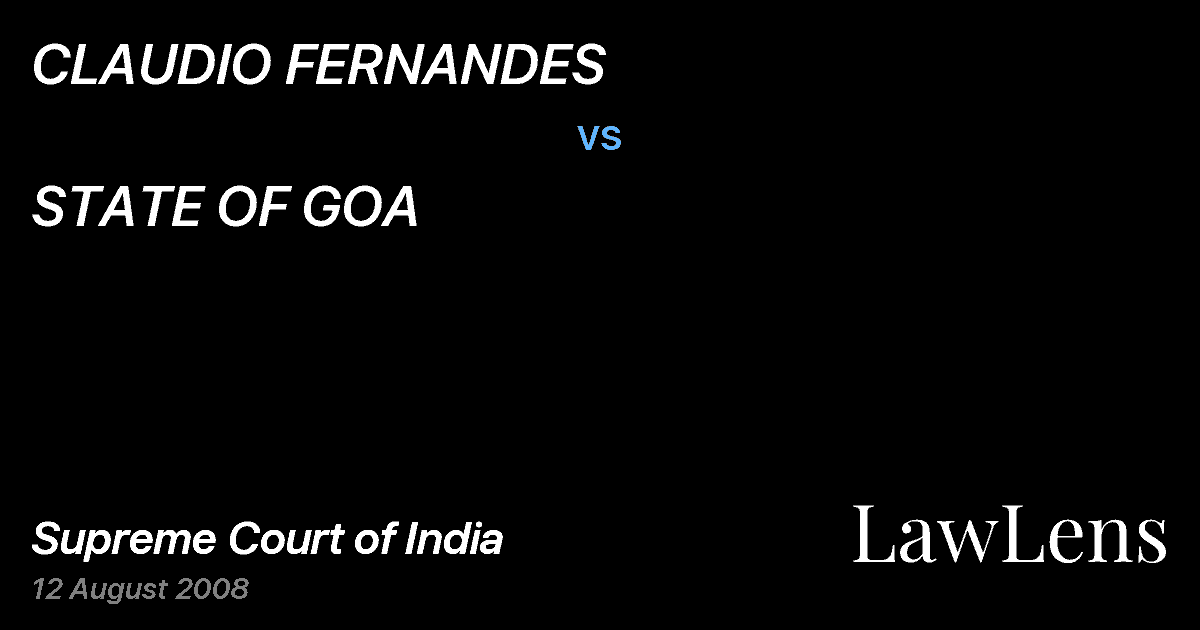 Preview image for CLAUDIO FERNANDES vs. STATE OF GOA