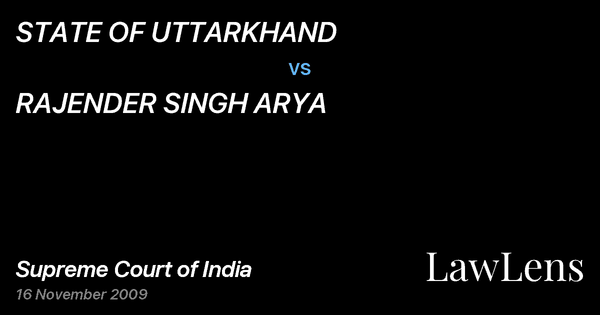 Preview image for STATE OF UTTARKHAND vs. RAJENDER SINGH ARYA