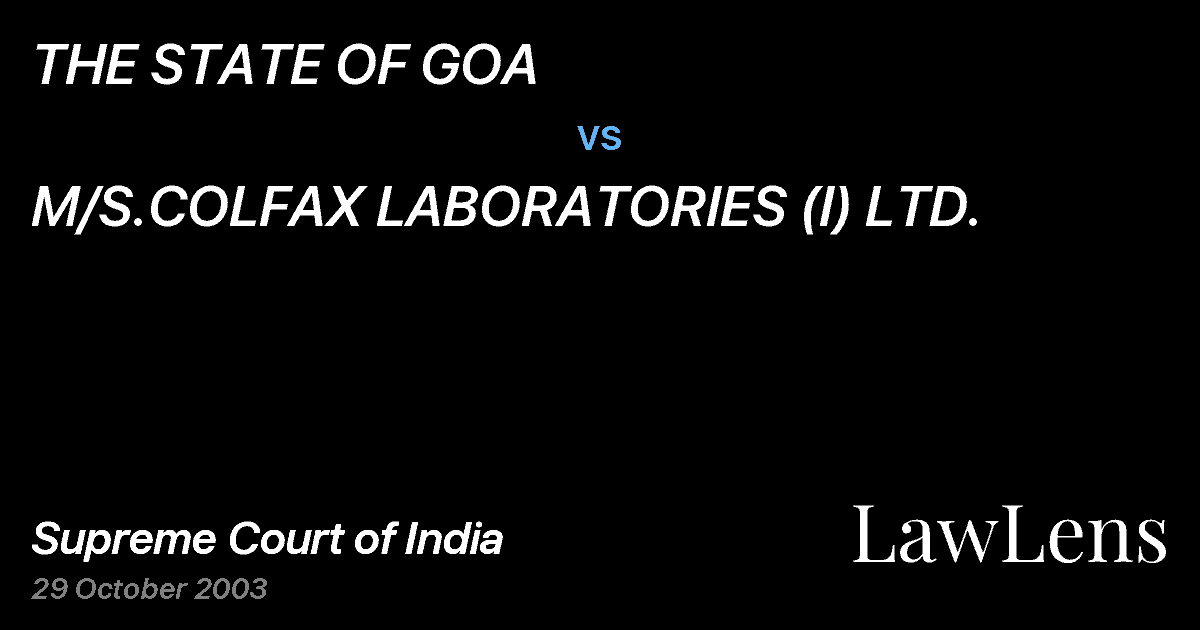 Preview image for THE STATE OF GOA vs. M/S.COLFAX LABORATORIES (I) LTD.