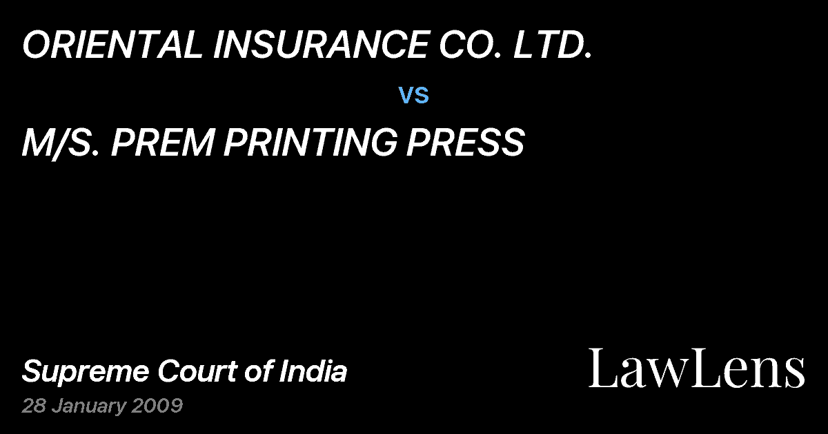 Preview image for ORIENTAL INSURANCE CO. LTD. vs. M/S. PREM PRINTING PRESS