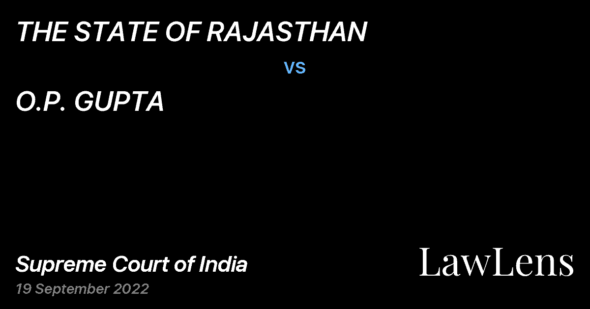 Preview image for THE STATE OF RAJASTHAN vs. O.P. GUPTA