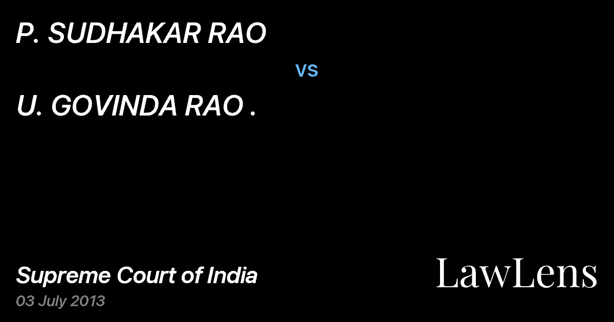 Preview image for P. SUDHAKAR RAO vs. U. GOVINDA RAO .