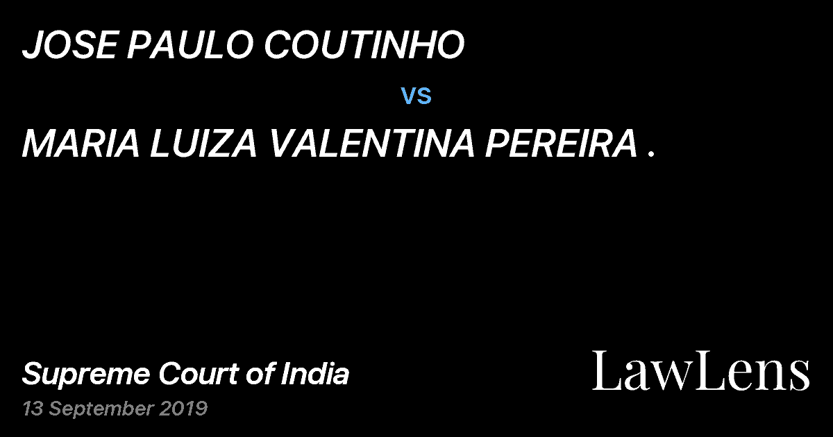Preview image for JOSE PAULO COUTINHO vs. MARIA LUIZA VALENTINA PEREIRA .