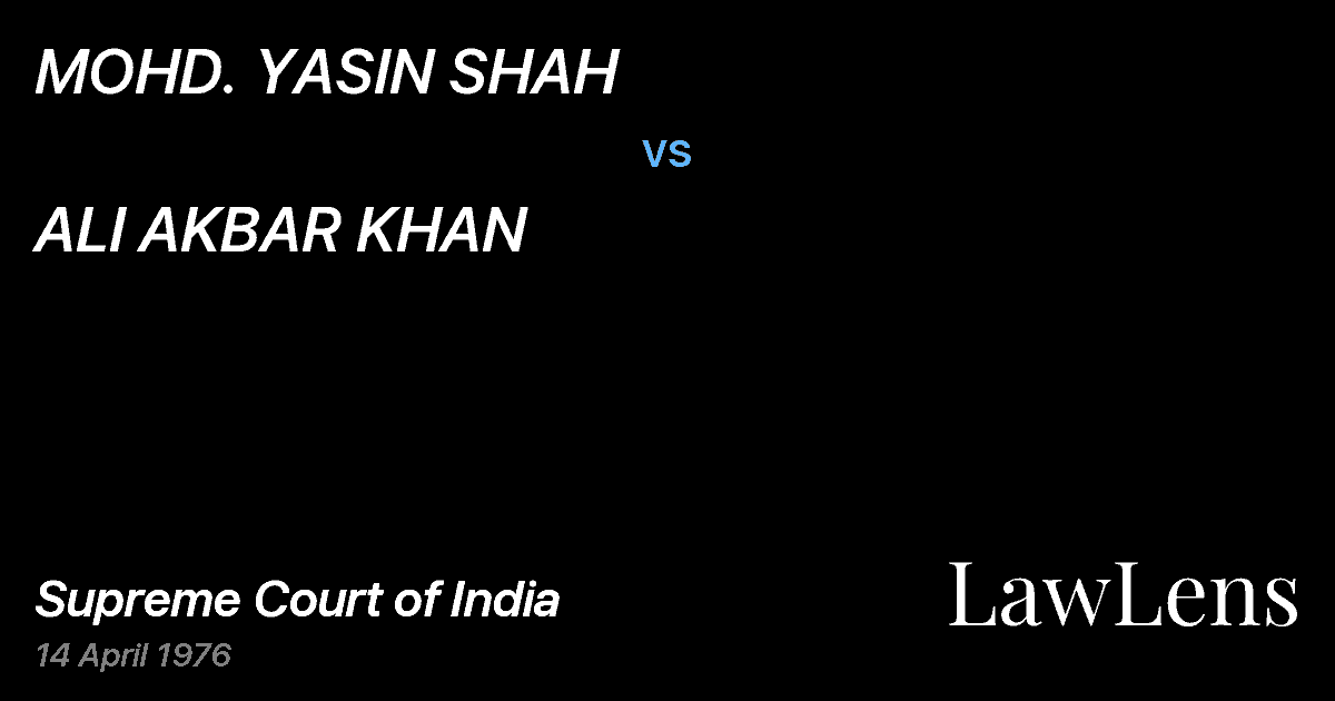 Preview image for MOHD. YASIN SHAH vs. ALI AKBAR KHAN