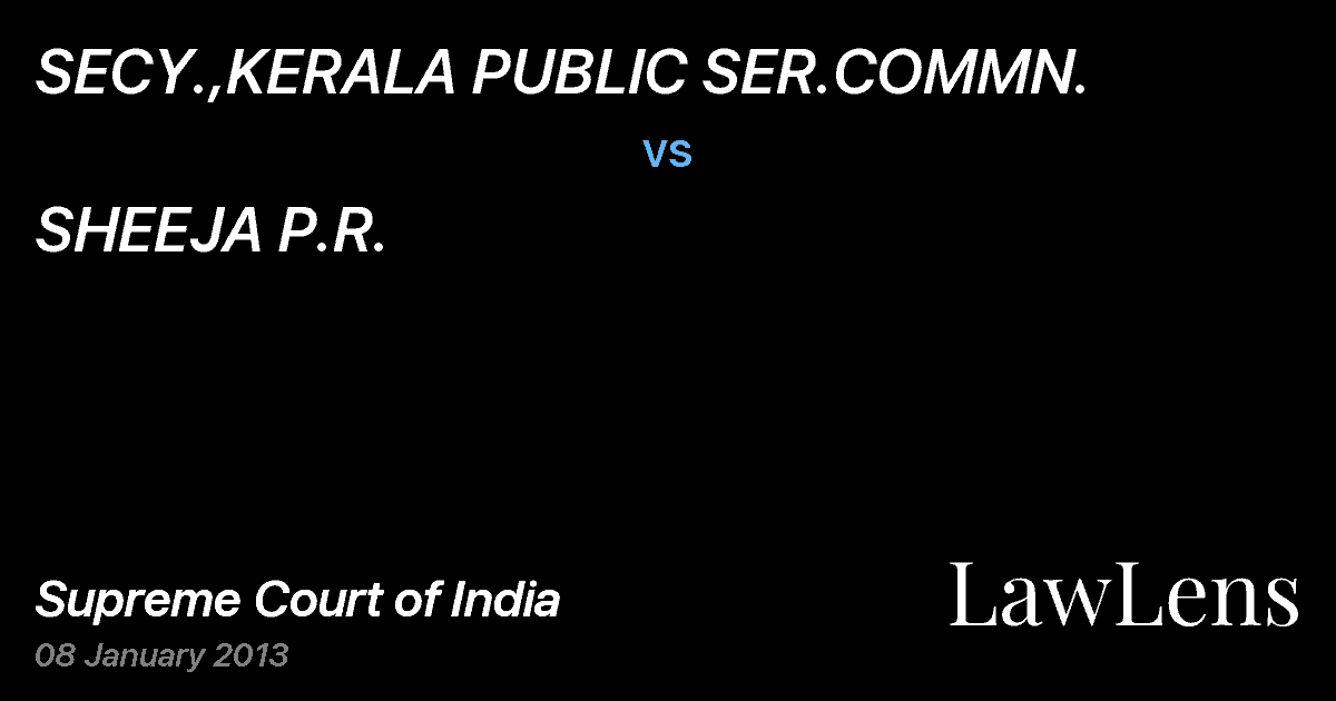 Preview image for SECY.,KERALA PUBLIC SER.COMMN. vs. SHEEJA P.R.