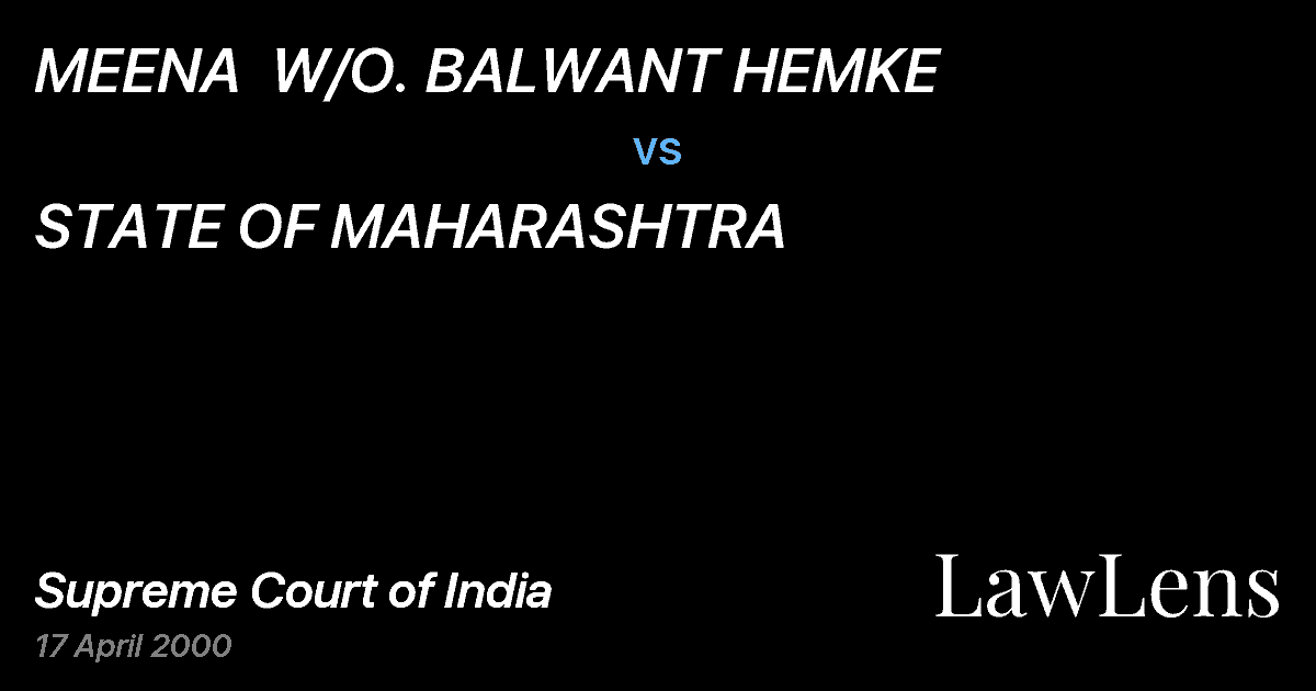 Preview image for MEENA  W/O. BALWANT HEMKE vs. STATE OF MAHARASHTRA