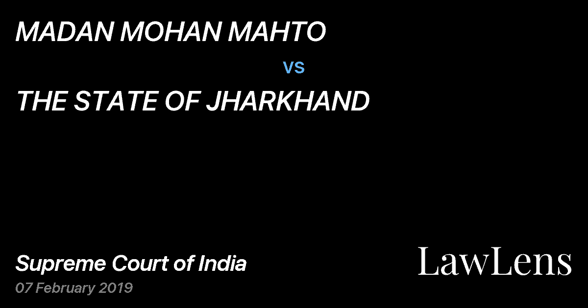 Preview image for MADAN MOHAN MAHTO vs. THE STATE OF JHARKHAND