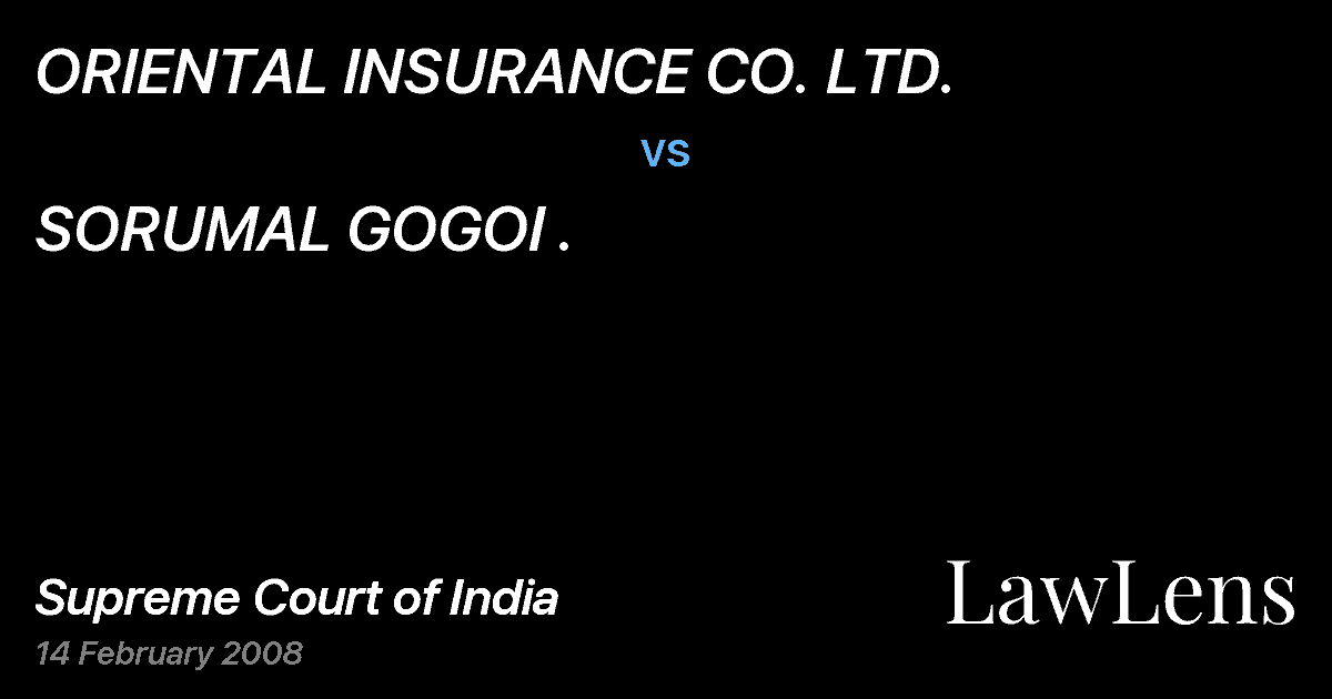 Preview image for ORIENTAL INSURANCE CO. LTD. vs. SORUMAL GOGOI .