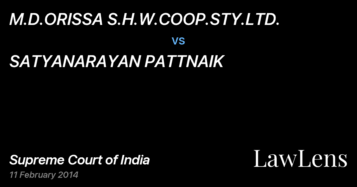 Preview image for M.D.ORISSA S.H.W.COOP.STY.LTD. vs. SATYANARAYAN PATTNAIK