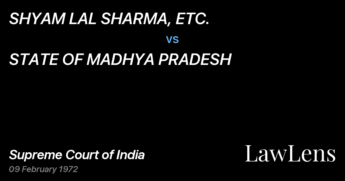 Preview image for SHYAM LAL SHARMA, ETC. vs. STATE OF MADHYA PRADESH