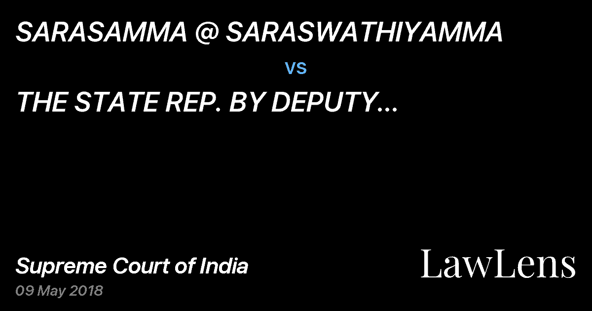 Preview image for SARASAMMA @ SARASWATHIYAMMA vs. THE STATE REP. BY DEPUTY SUPERINTENDENT OF POLICE