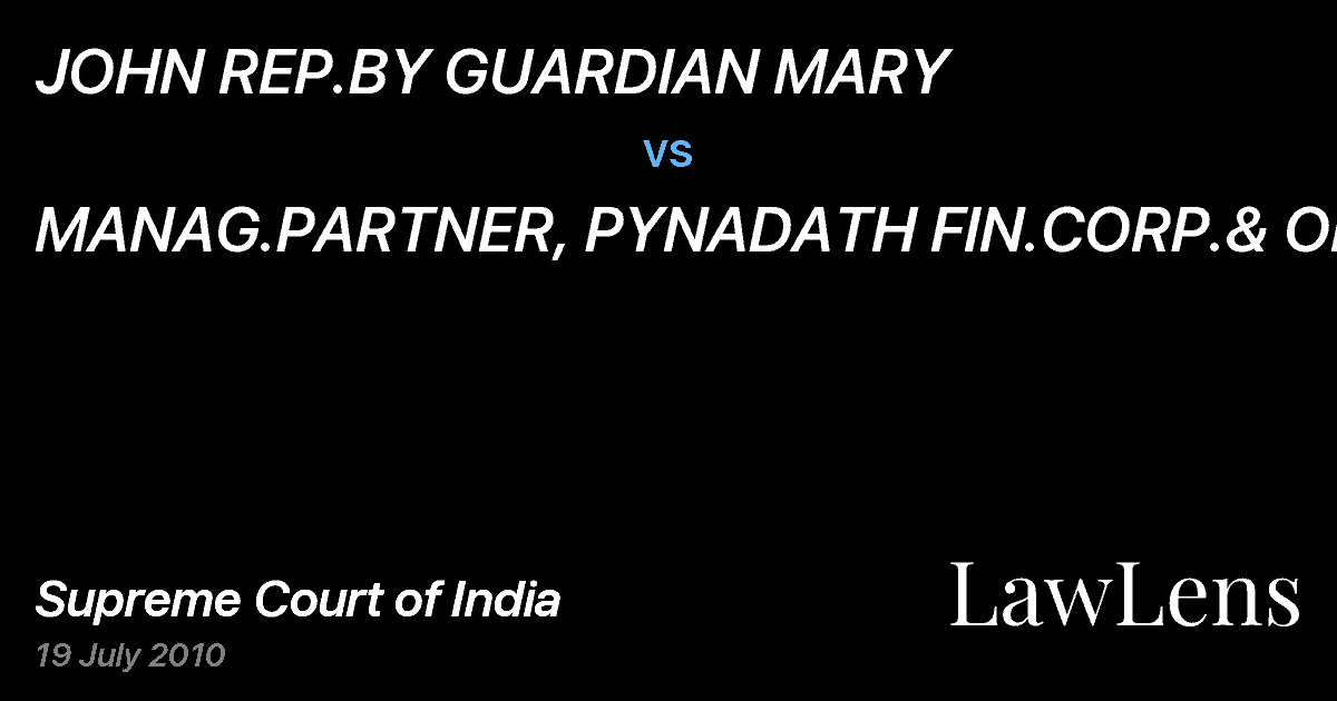 Preview image for JOHN REP.BY GUARDIAN MARY vs. MANAG.PARTNER, PYNADATH FIN.CORP.& ORS,.