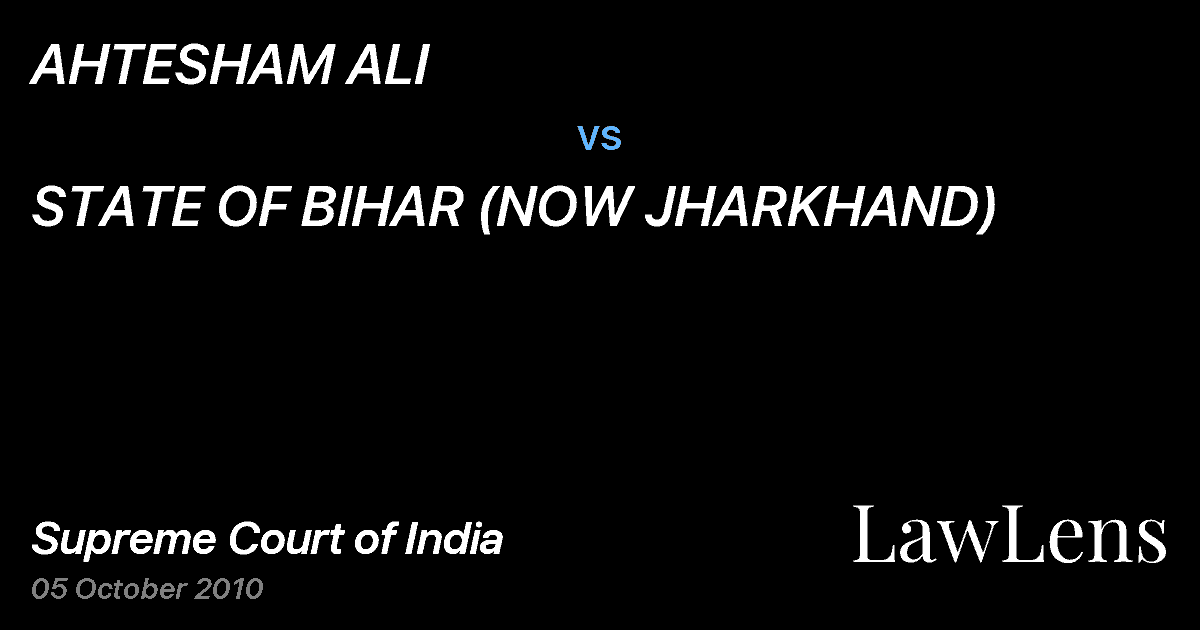 Preview image for AHTESHAM ALI vs. STATE OF BIHAR (NOW JHARKHAND)