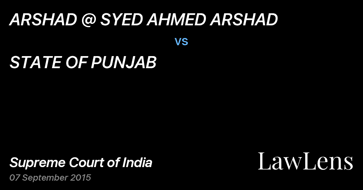 Preview image for ARSHAD @ SYED AHMED ARSHAD vs. STATE OF PUNJAB