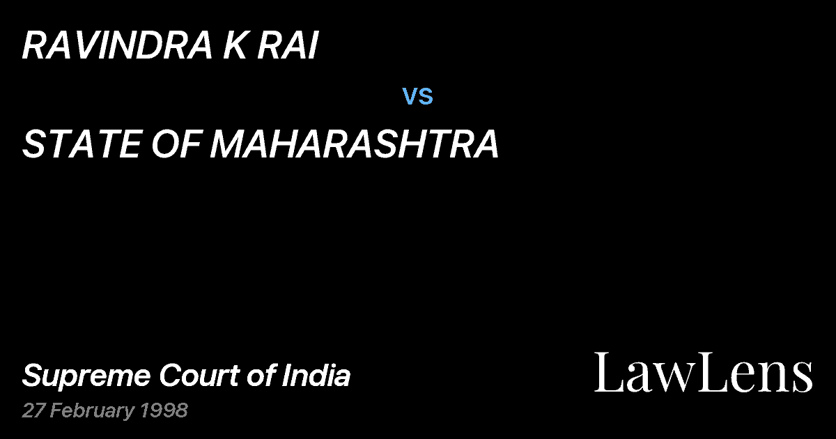 Preview image for RAVINDRA K RAI vs. STATE OF MAHARASHTRA