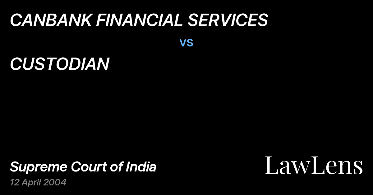 Preview image for CANBANK FINANCIAL SERVICES vs. CUSTODIAN