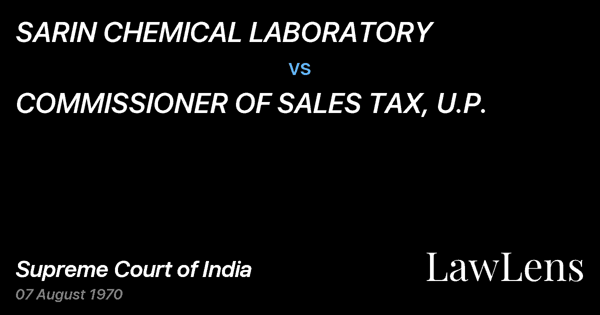 Preview image for SARIN CHEMICAL LABORATORY vs. COMMISSIONER OF SALES TAX, U.P.