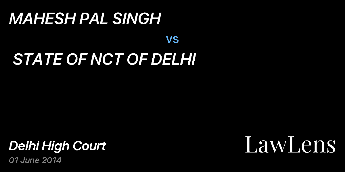 Preview image for MAHESH PAL SINGH vs. STATE OF NCT OF DELHI