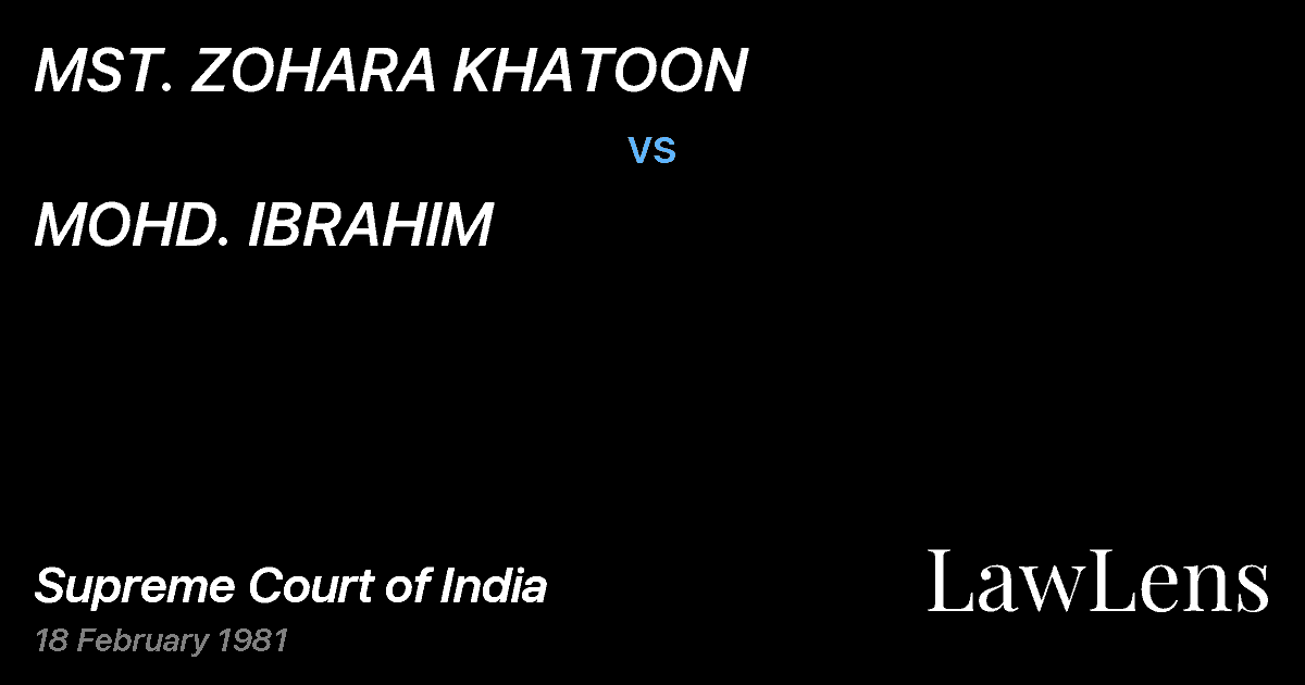 Preview image for MST. ZOHARA KHATOON vs. MOHD. IBRAHIM