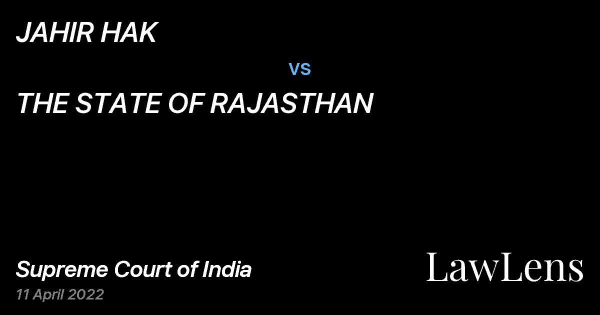 Preview image for JAHIR HAK vs. THE STATE OF RAJASTHAN