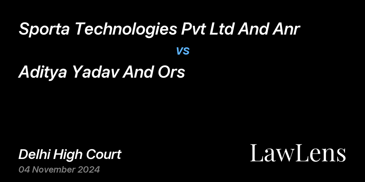 Preview image for Sporta Technologies Pvt Ltd And Anr vs. Aditya Yadav And Ors