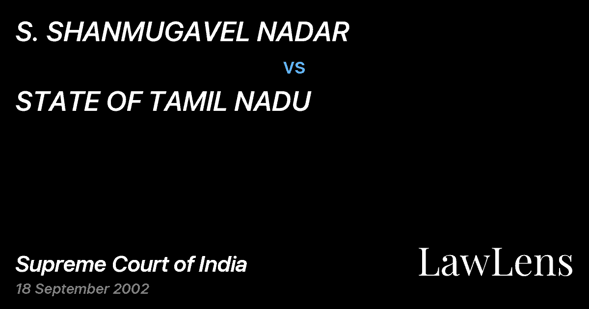Preview image for S. SHANMUGAVEL NADAR vs. STATE OF TAMIL NADU