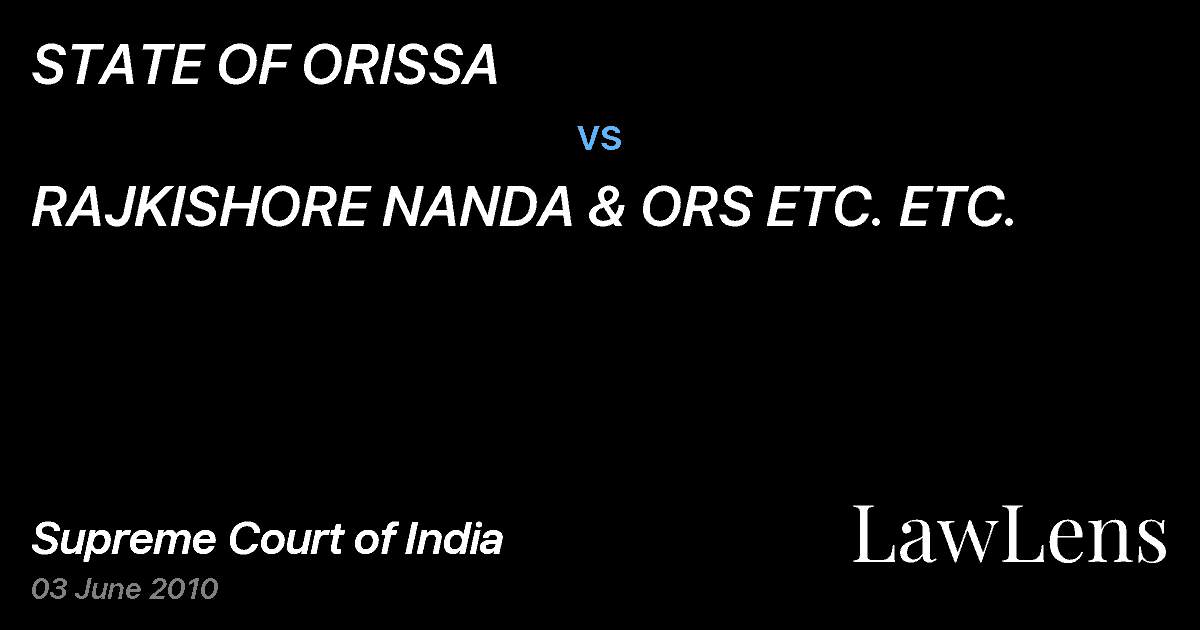 Preview image for STATE OF ORISSA vs. RAJKISHORE NANDA & ORS ETC. ETC.