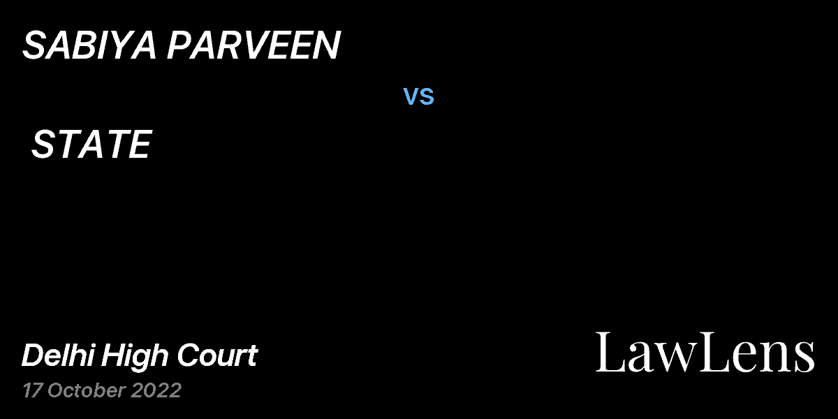 Preview image for SABIYA PARVEEN  vs.  STATE