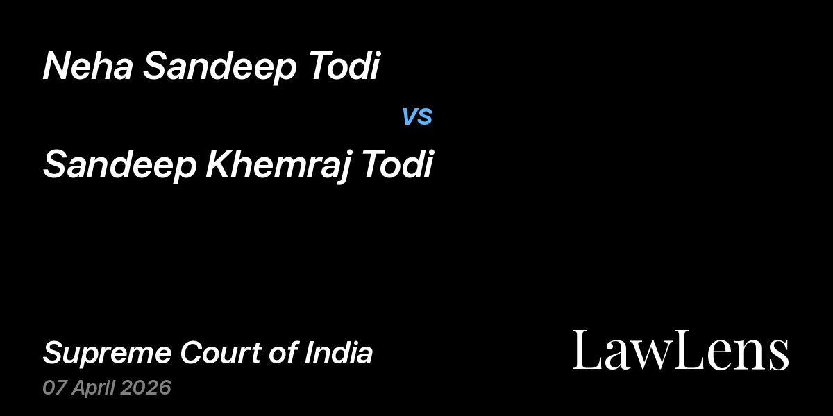 Preview image for Neha Sandeep Todi vs. Sandeep Khemraj Todi