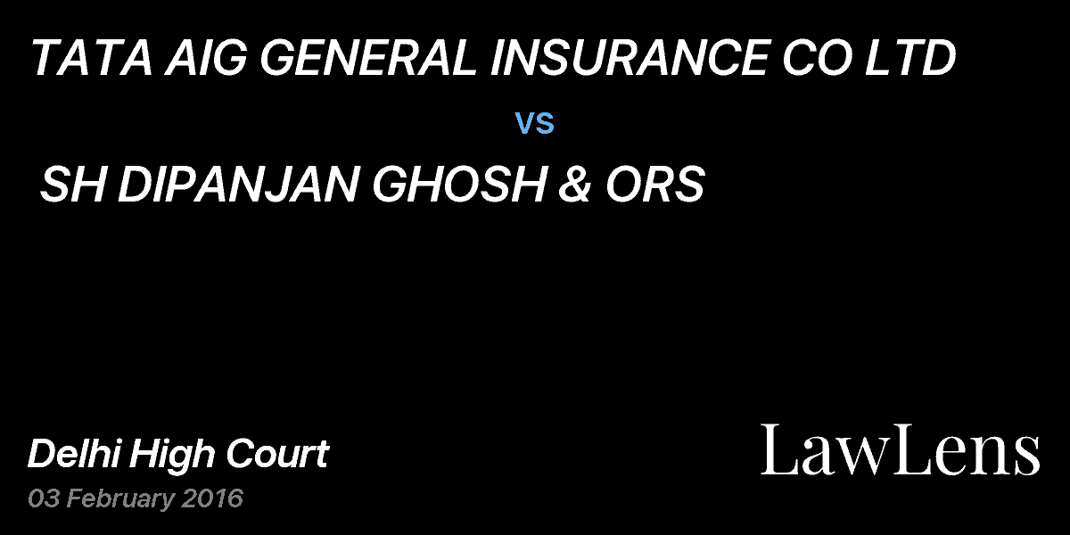 Preview image for TATA AIG GENERAL INSURANCE CO LTD vs. SH DIPANJAN GHOSH & ORS