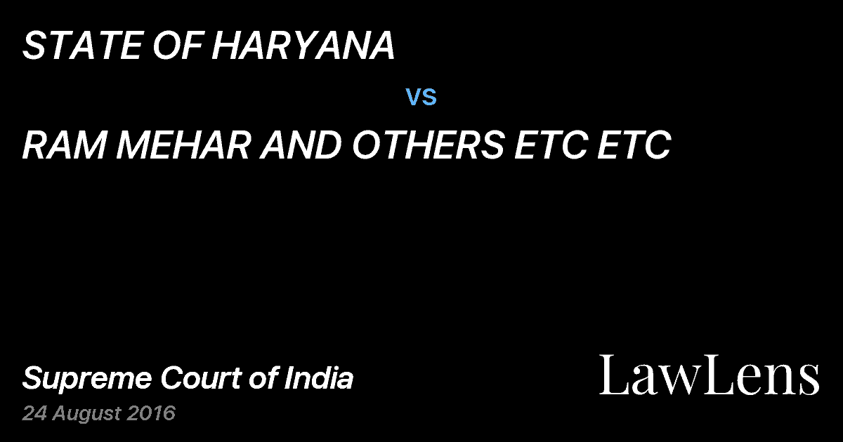 Preview image for STATE OF HARYANA vs. RAM MEHAR AND OTHERS ETC ETC