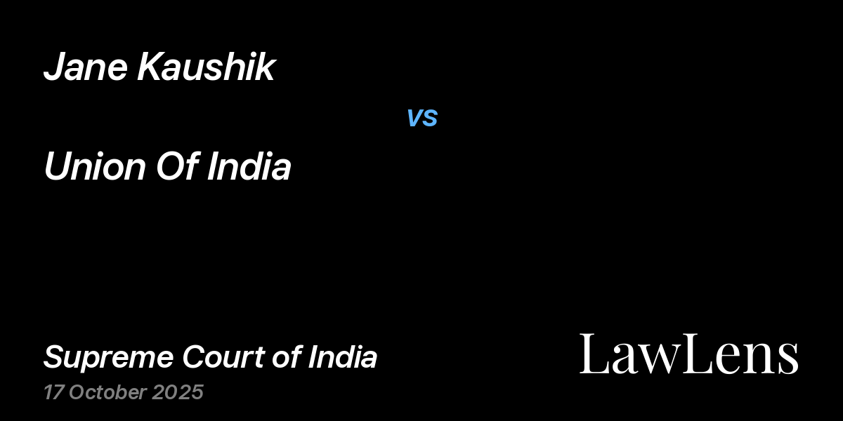 Preview image for Jane Kaushik vs. Union Of India