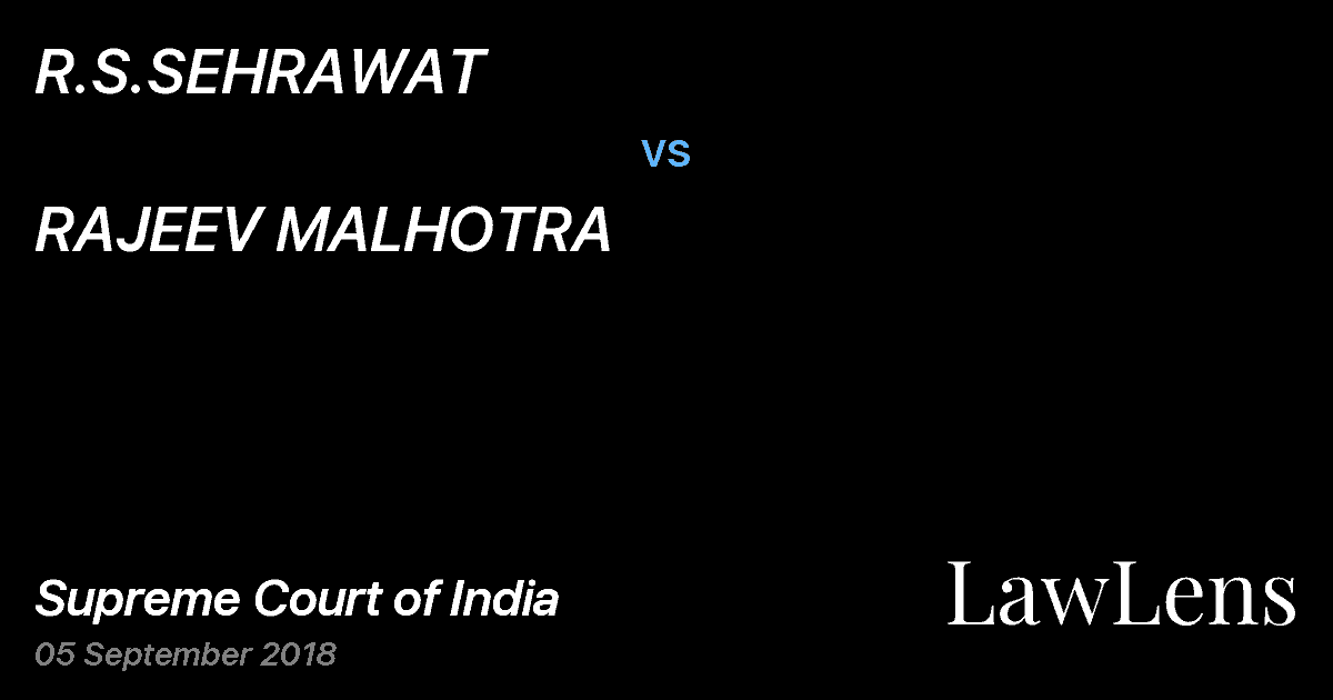 Preview image for R.S.SEHRAWAT vs. RAJEEV MALHOTRA