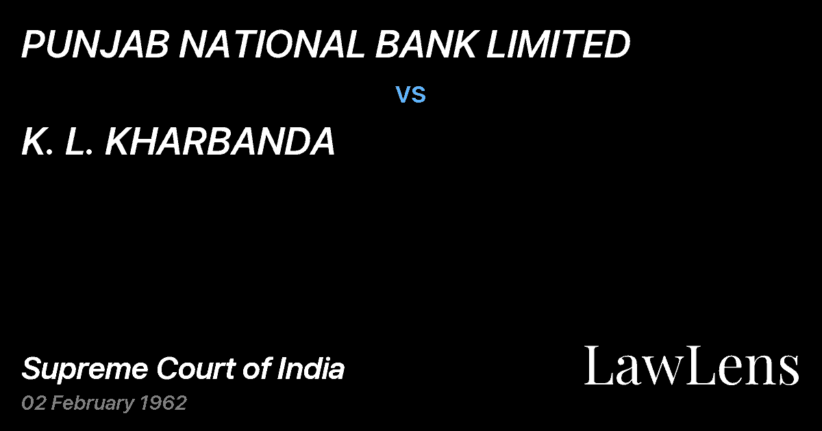 Preview image for PUNJAB NATIONAL BANK LIMITED vs. K. L. KHARBANDA