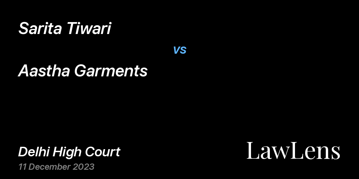 Preview image for Sarita Tiwari vs. Aastha Garments
